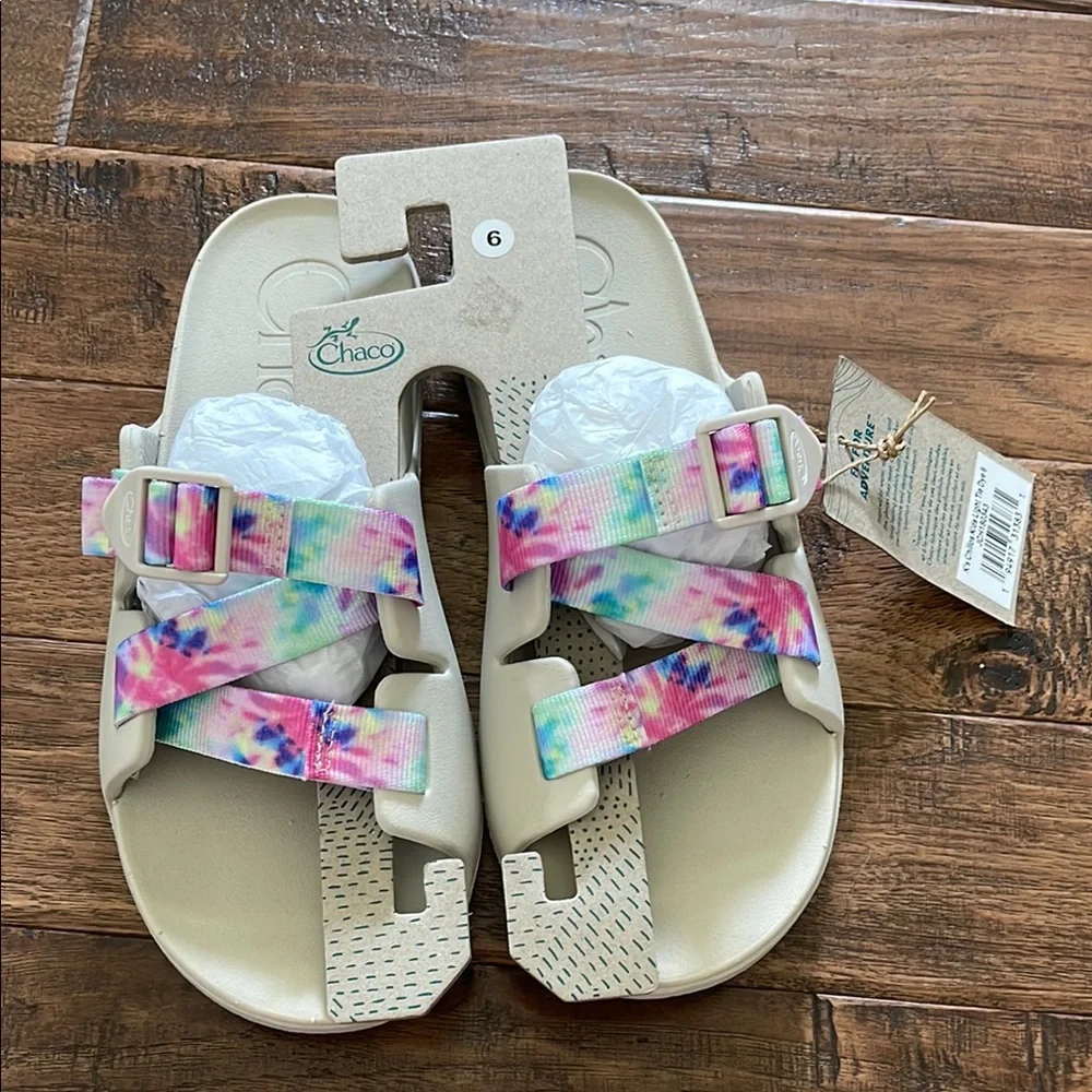 Chaco Kids Girls Chillos Slide Sandals Light Tie Dye Size 6
